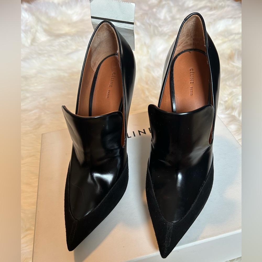 CELINE Black Suede Leather Heels NWT New With Tag Size 8